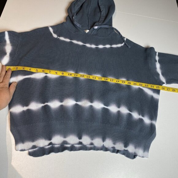 RD Style Womens Sweater Hooded Grey White Tie Dye Crop Boho Hippie Sz M - Picture 7 of 7
